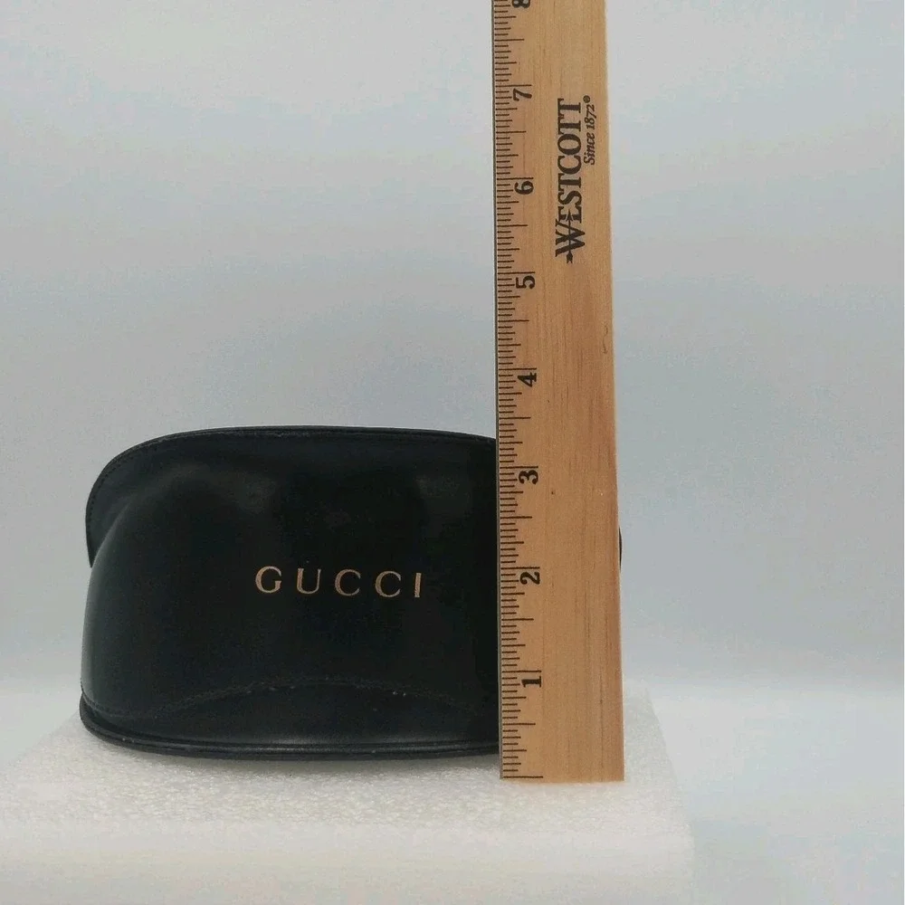 Vtg Gucci Leather Large Sunglasses Case Black Soft Flip Clam Shell Protection